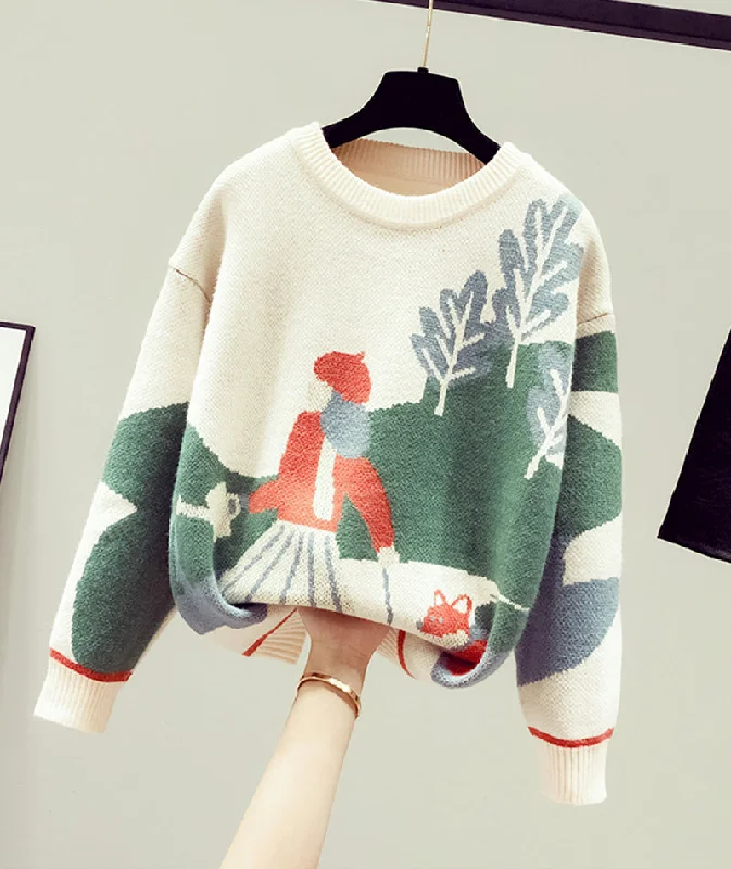 Girl Style Sweater loose long sleeve sweater  085