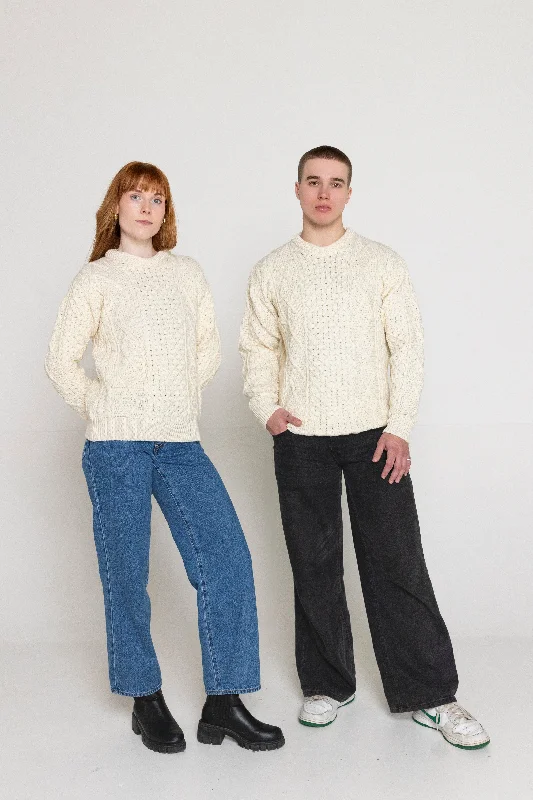 Mid-length Style Aran - Supersoft Unisex Crewneck Sweater - Cream