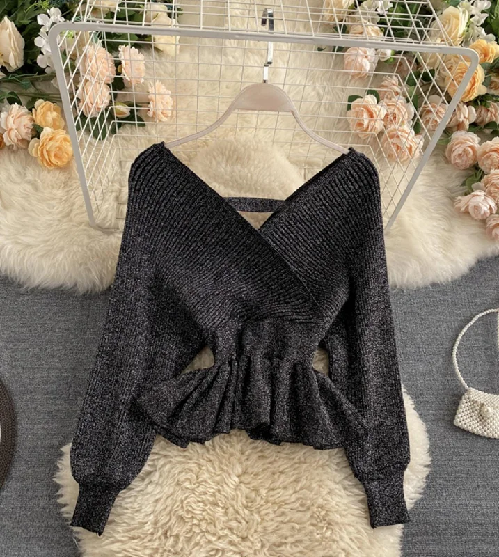 Fashionable Inner Wear Stylish v neck long sleeve tops  045