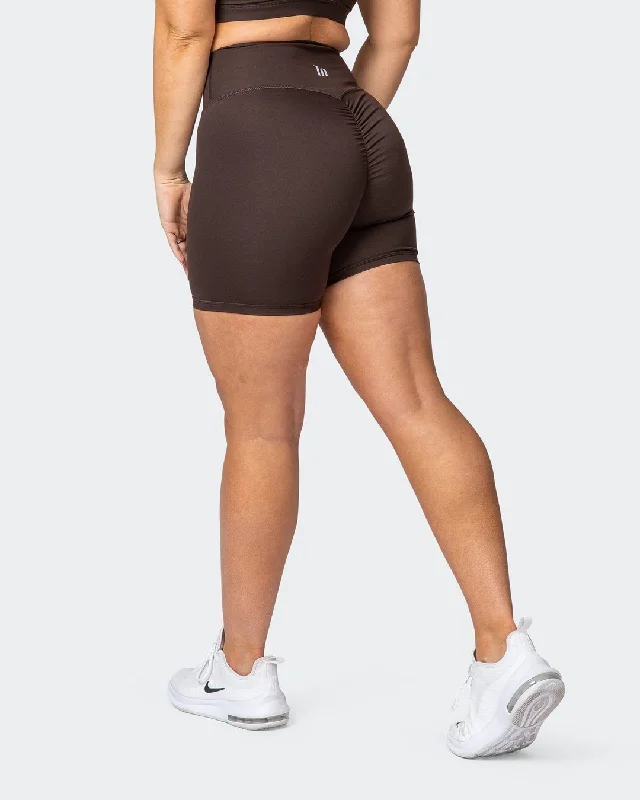 Comfortable And Simple Signature Scrunch Bike Shorts - Chocolate