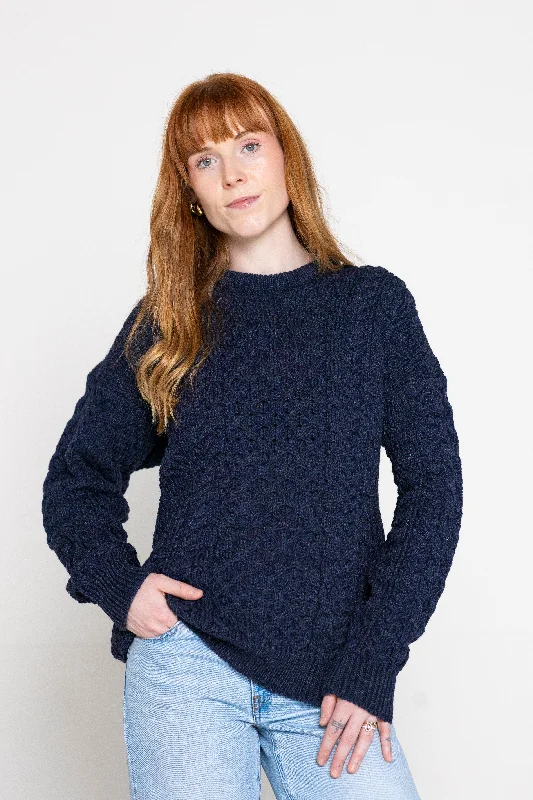 Sports Design Aran - Traditional Aran Sweater - Denim