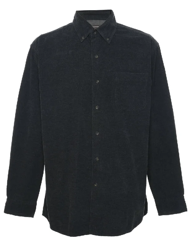 Stretch Design Corduroy Dark Grey Shirt - L