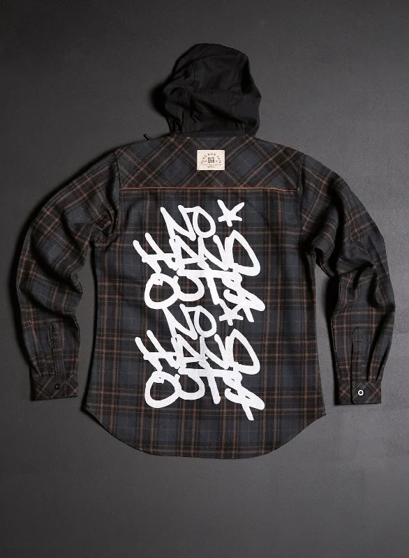 French Style WOMEN'S HOODED NO HANDOUTS X FOREVER FLANNEL - NAVY