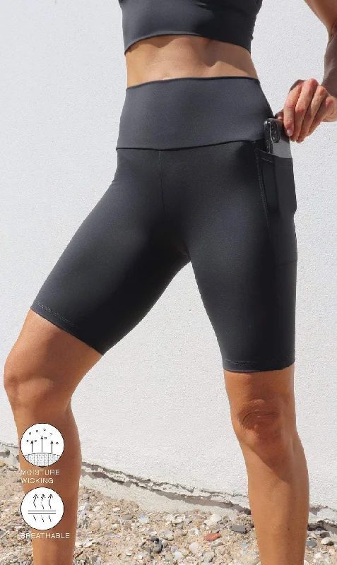 British casual Liquorice Body Luxe Biker Shorts with Pockets