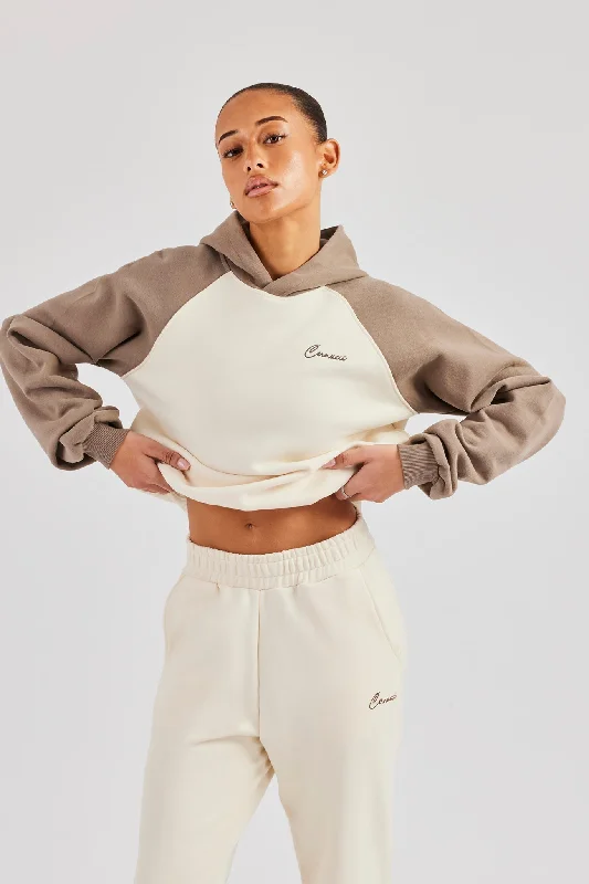 Alice style Contrast Raglan Sleeve Hoodie - White