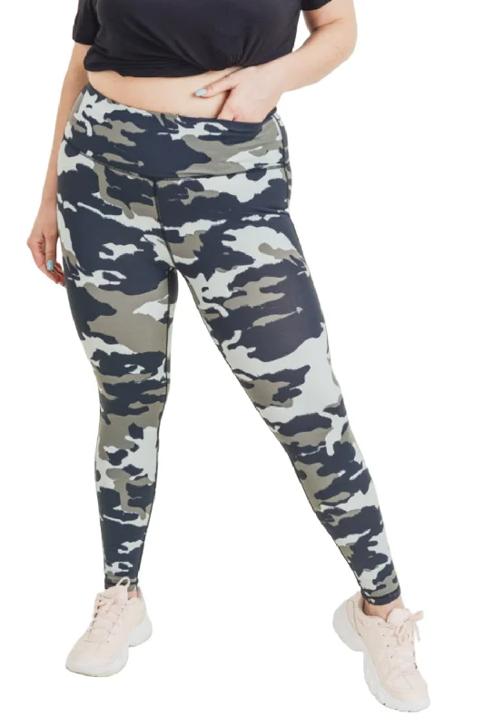 Warm Comfort Mono B Jungle Camo High Waist Leggings APH2628 and Plus