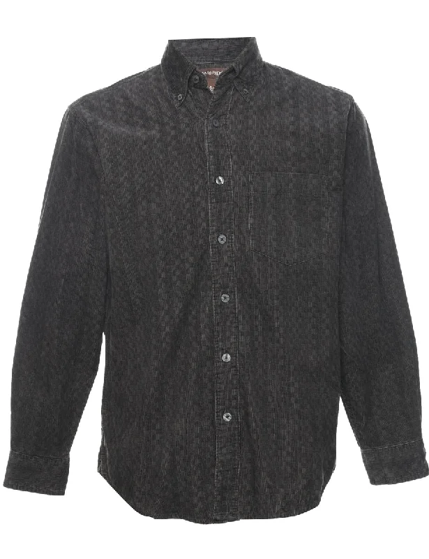 French Retro Corduroy Checked Pattern Shirt - S