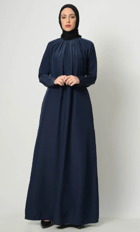 Elegant Temperament Raglan Style Neck Pleat Abaya
