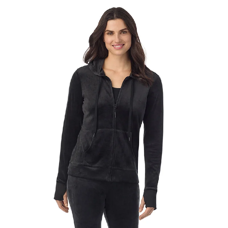 Street Vertical And Horizontal Design Stretch Velour Full Zip Hoodie