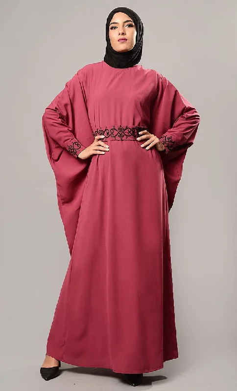 Stylish Comfort Kaftan Style Embroidered Abaya Dress