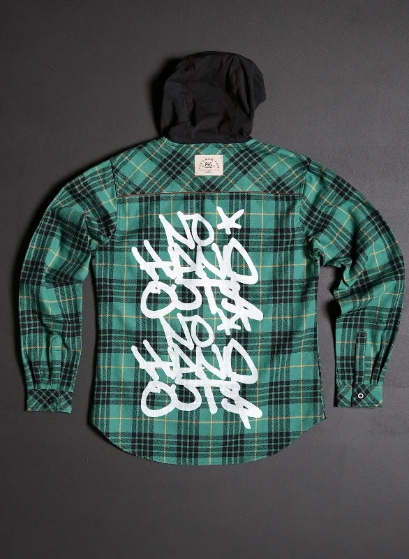 Dessert Matching WOMEN'S HOODED NO HANDOUTS X FOREVER FLANNEL - GREEN