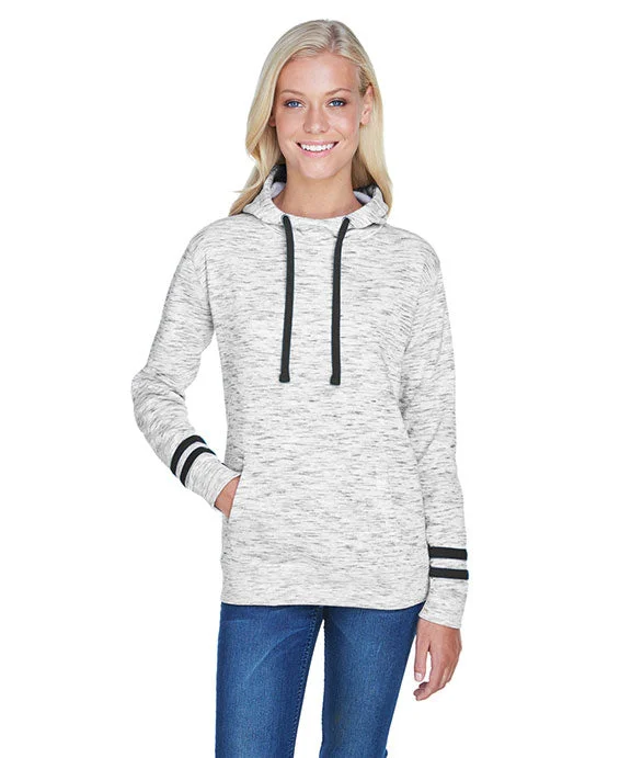 Relaxed Wear JA8674 - J America Ladies Melange Scuba Neck Sweatshirt | White/Black