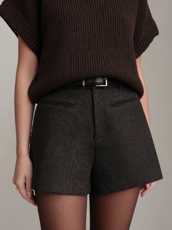 High Street Fashion Chic Wool-Blend Shorts