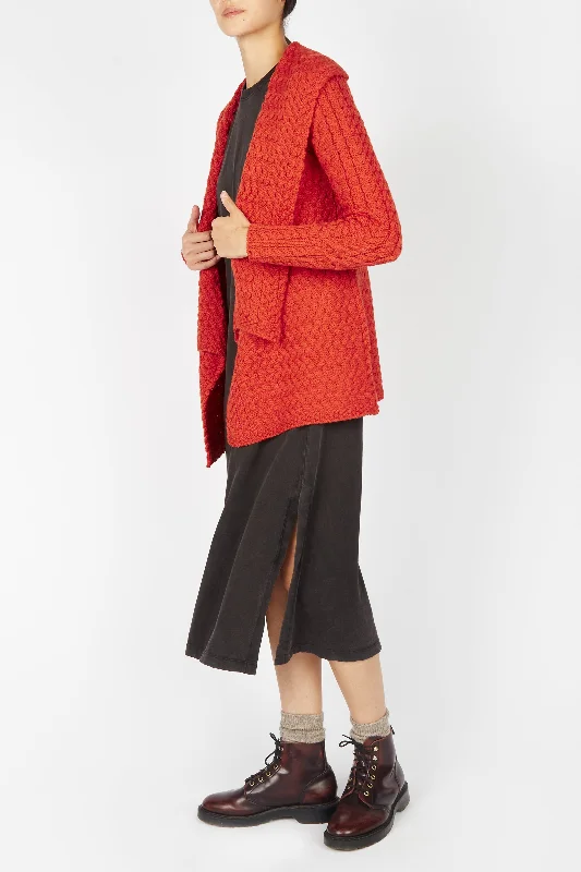 Single item design Irish -  Glenross Waterfall Cardigan - Orange Marl