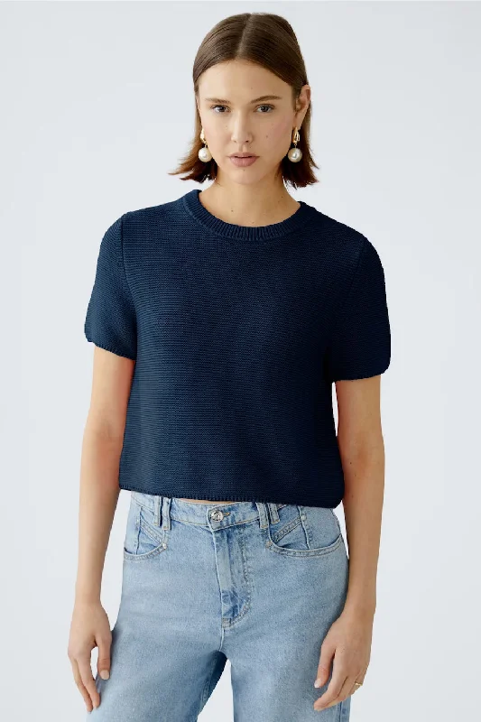 Lounge Chic Oui Short Sleeve Textured Knit Sweater
