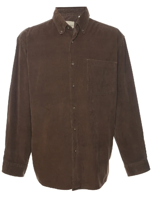 Wearable At Home Or Out Corduroy Brown Shirt - L