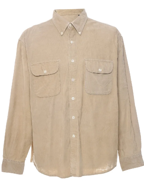 Tropical Style Corduroy Tan Shirt - L