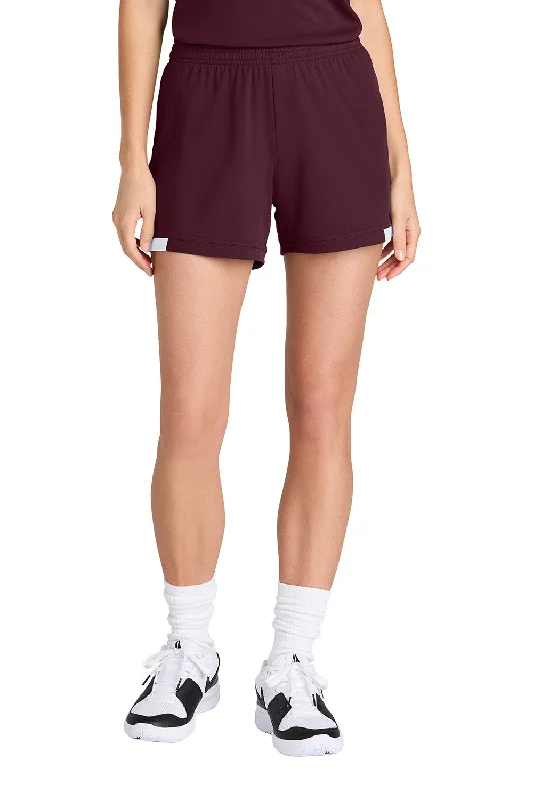 Soft Touch Sport-Tek Womens Club Moisture Wicking Shorts - Maroon/White - NEW