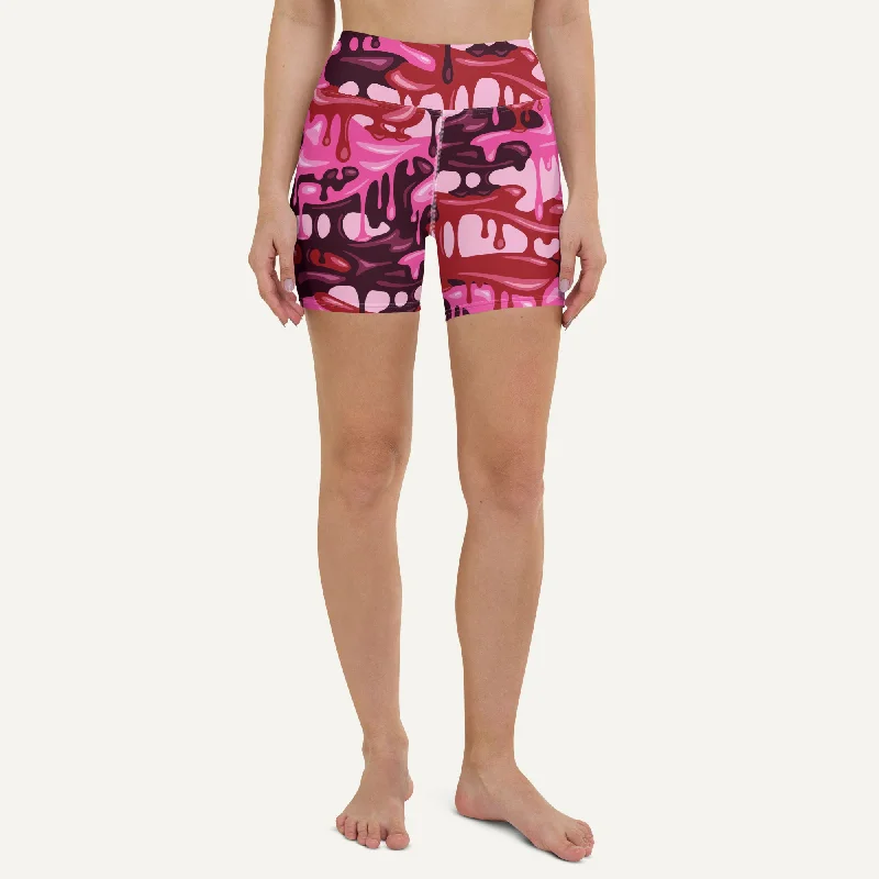 Personalized Design Pink Camouflage Drip High-Waisted Shorts