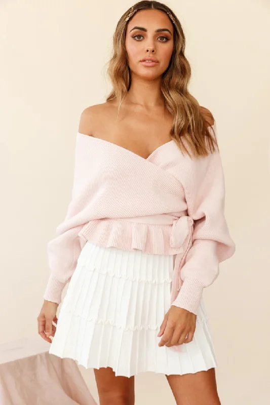 Free Design Eleanor Thick Ribbed Knit A-Line Skirt White
