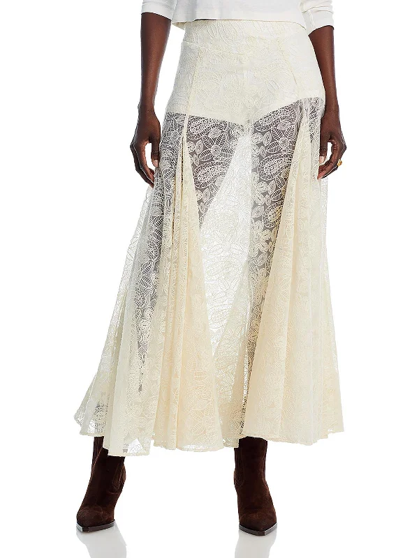 Classic Choice Beat Of The Moment Womens Embroidered Maxi Maxi Skirt