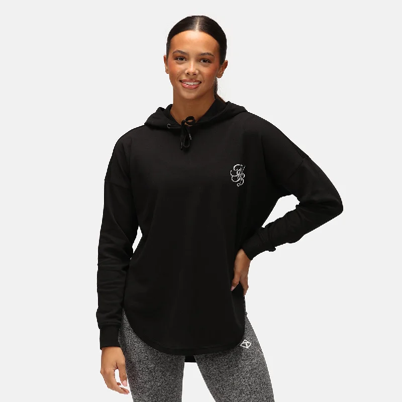 Urban Fashion TKB Black Curved Hem Hoodie