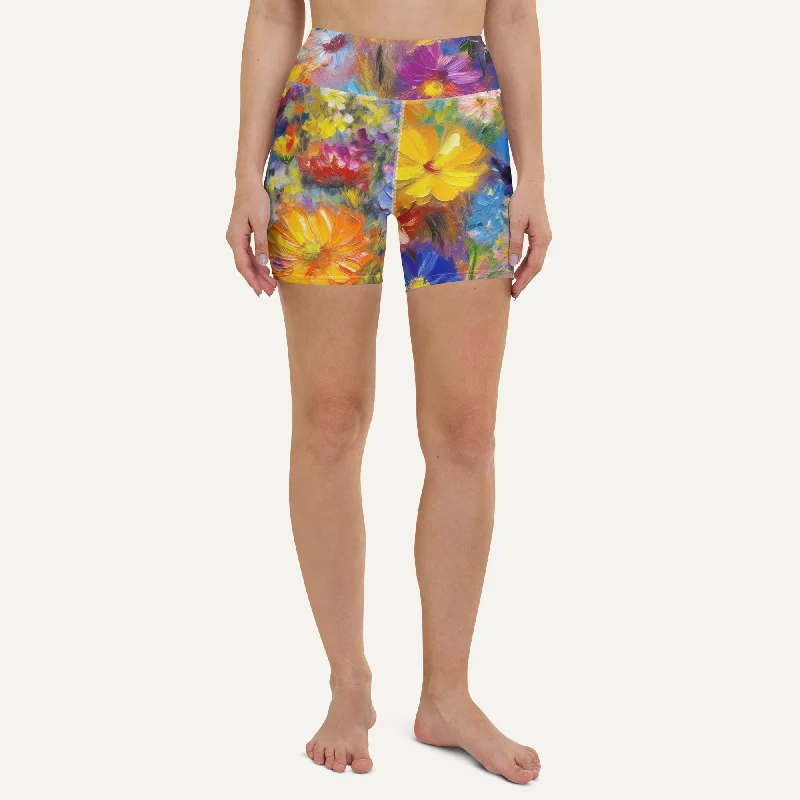 Sports And Leisure Impressionist Flowers High-Waisted Shorts