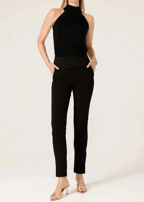Trendy Comfort Tapered Leg Pants In Black