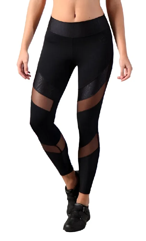 Fashion Classic Equilibrium Activewear Legging L7015 Ava Black with Black Mesh