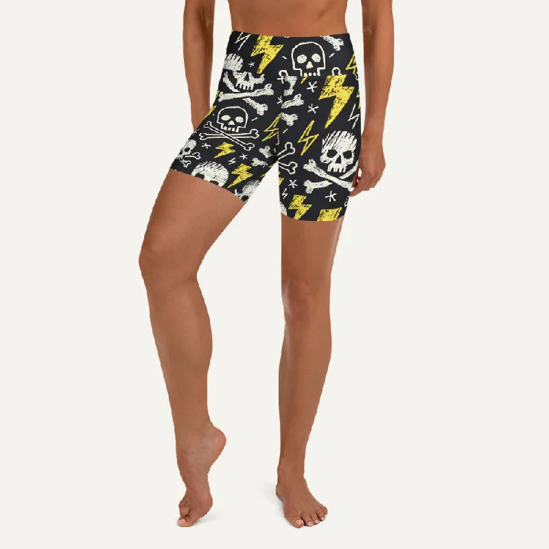 Eye-catching Personality Scribble Skulls And Lightning High-Waisted Shorts