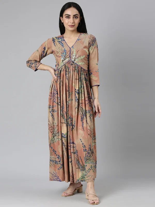 Effortless Elegance Neerus Onion Pleated Casual Maxi Dresses