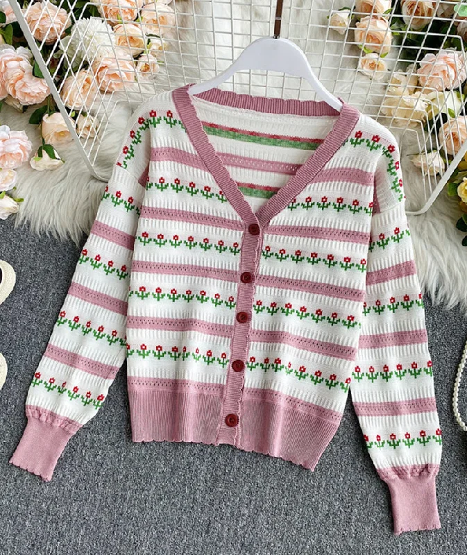 Knowledge And Elegance Sweet cardigan long sleeve sweater  155