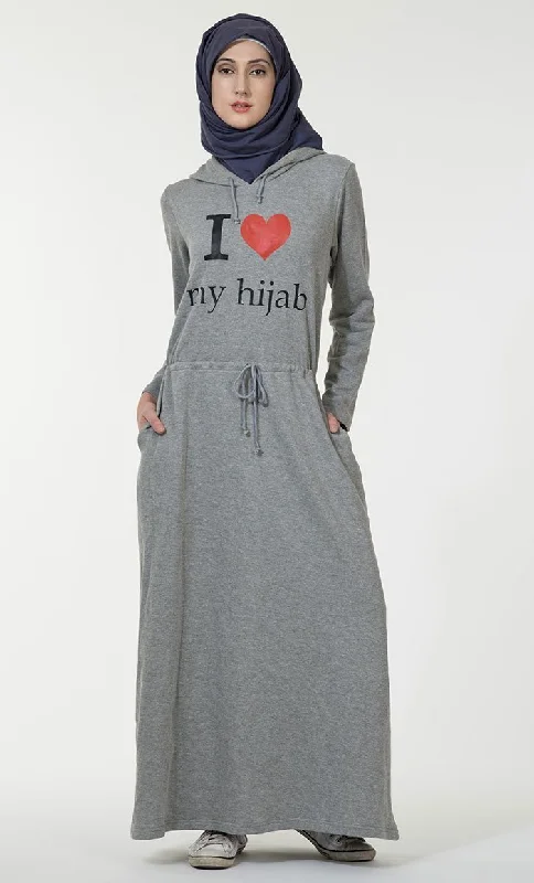 Lounge Wear I Love My Hijab Hoodie Abaya dress