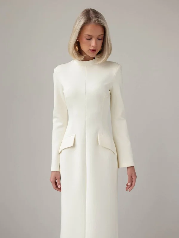 Sporty Elegance Elegant Minimal Ivory Dress