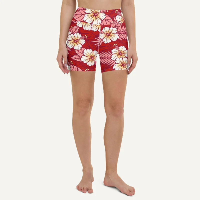 Sweet Girl Hawaiian Aloha Red High-Waisted Shorts