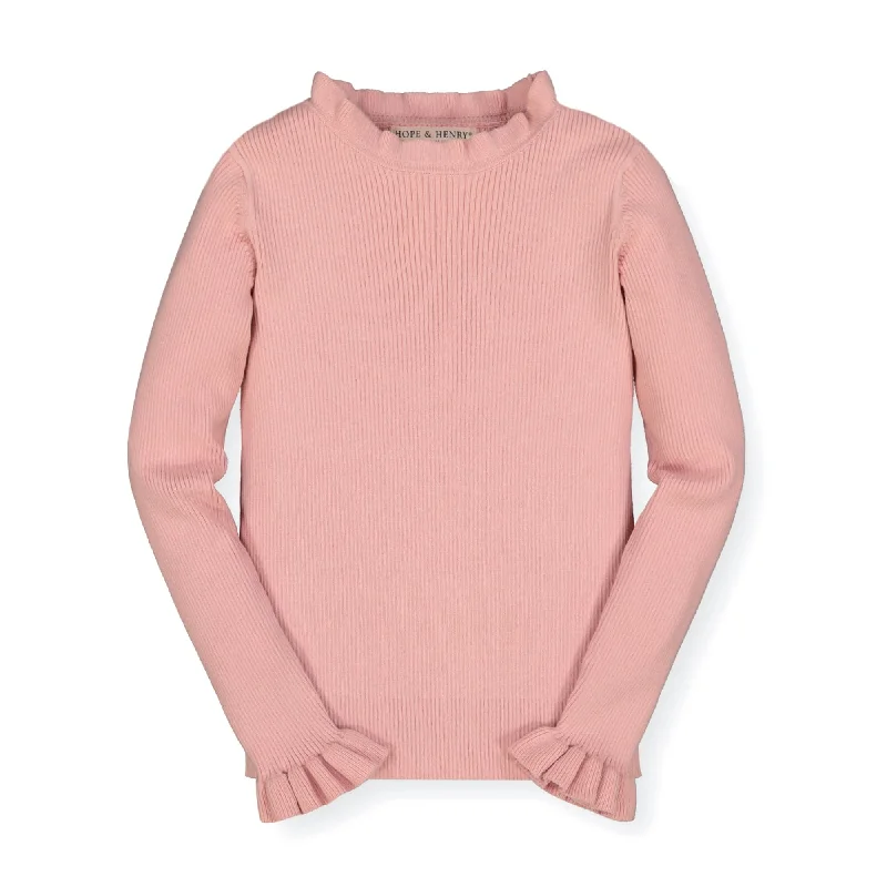 Noble Temperament Ruffle Rib Knit Sweater Top