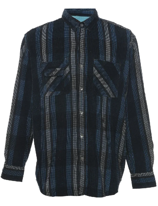 Exquisite Design Corduroy Striped Pattern Shirt - S