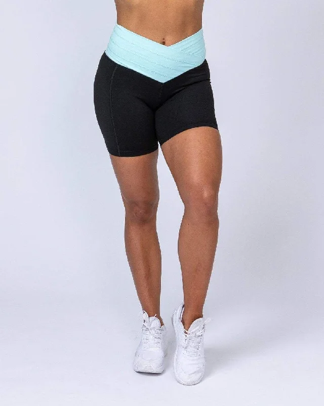 Bottom And Versatile V Wrap High Waist Bike Shorts - Sky Blue