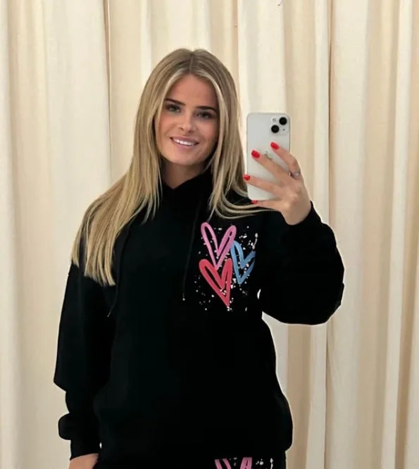 Luxury Classic Miss Runway Multicolour Heart Graffiti Hoodie Black