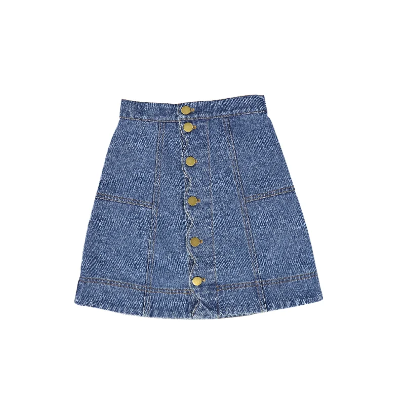 Cozy Dress BAMBOO MID BLUE DENIM BUTTON SKIRT