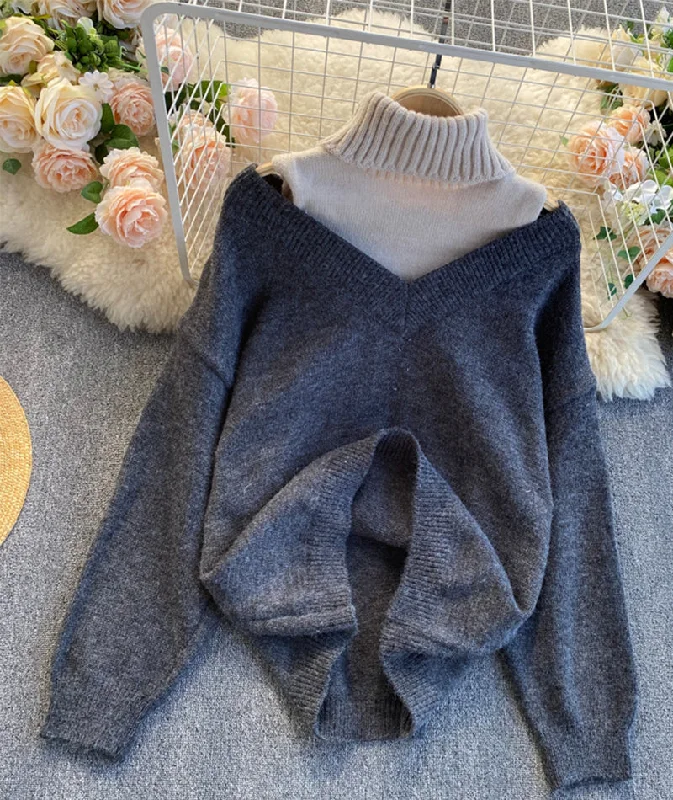 Avant-garde Design Stylish long sleeve sweater high neck sweater  053