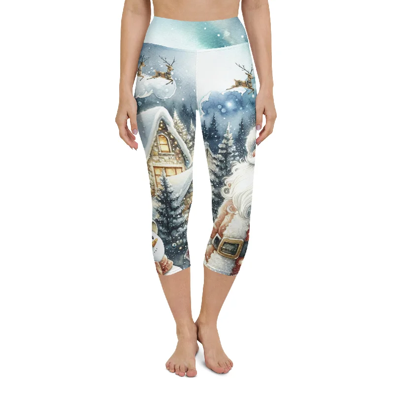 Comfortable And Casual Santa's Cozy Cottage Yoga Capris