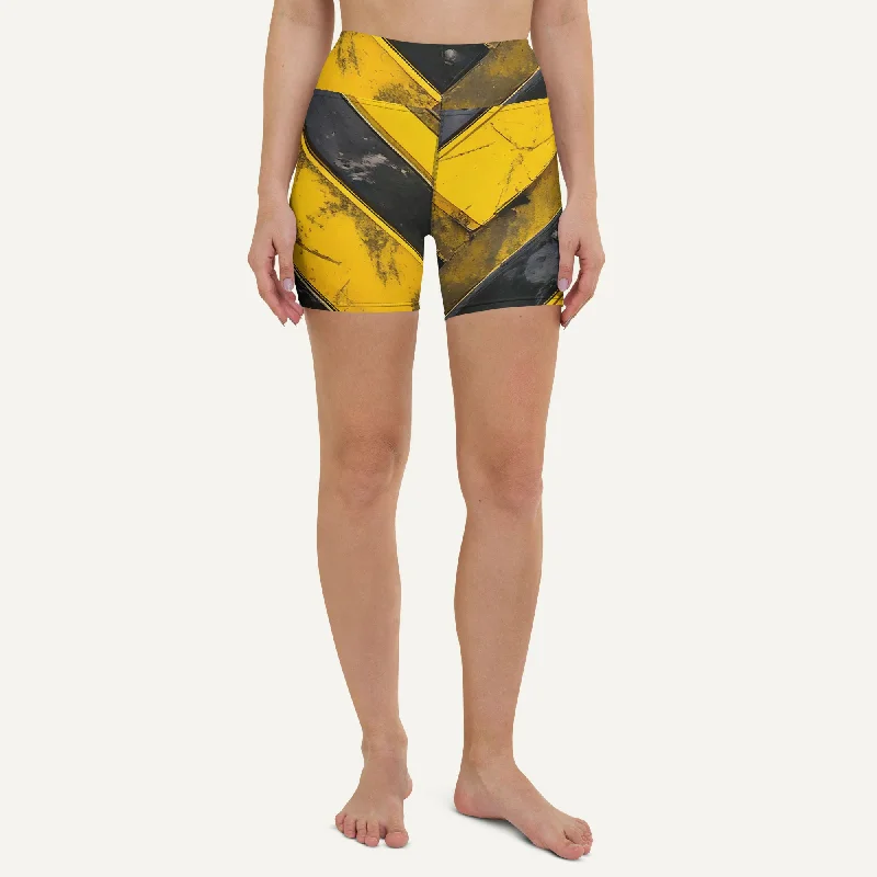 European And American Style Industrial Warning High-Waisted Shorts