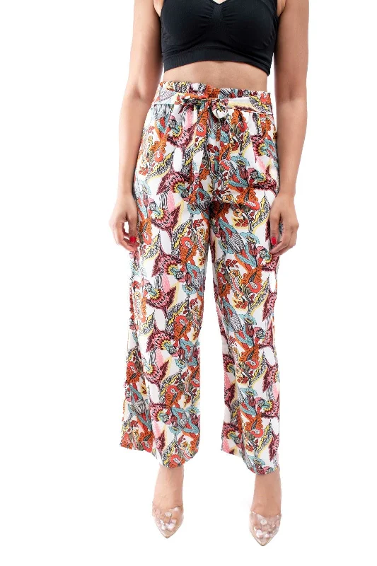 Street Cool Ladies Printed Cream Palazzo