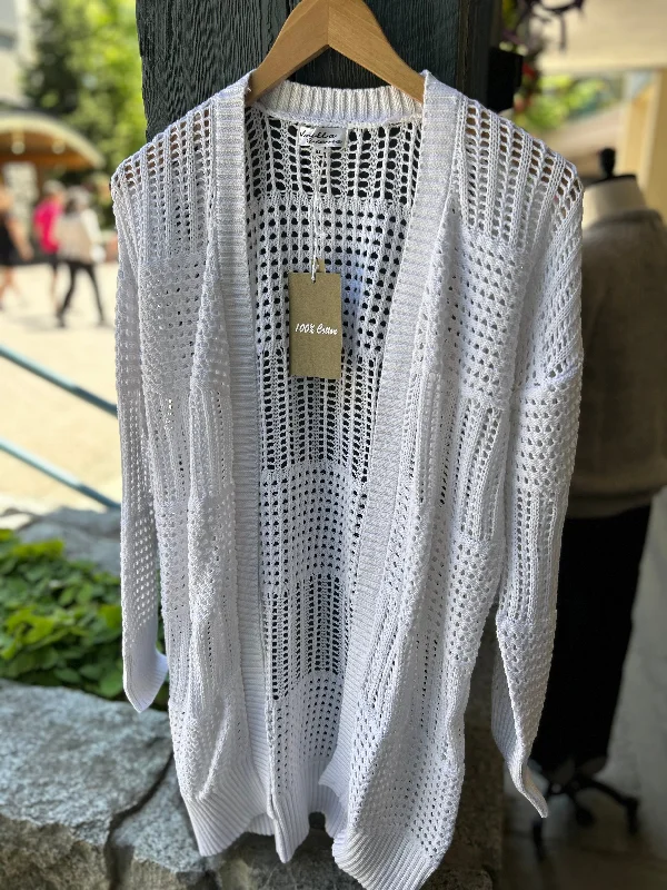 Luxury Customization Cotton - Mesh Cardigan - Cream