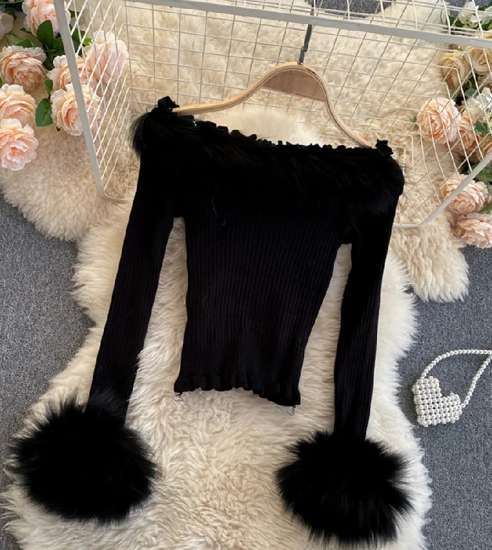 French Style Stylish long sleeve knitted sweaters  054