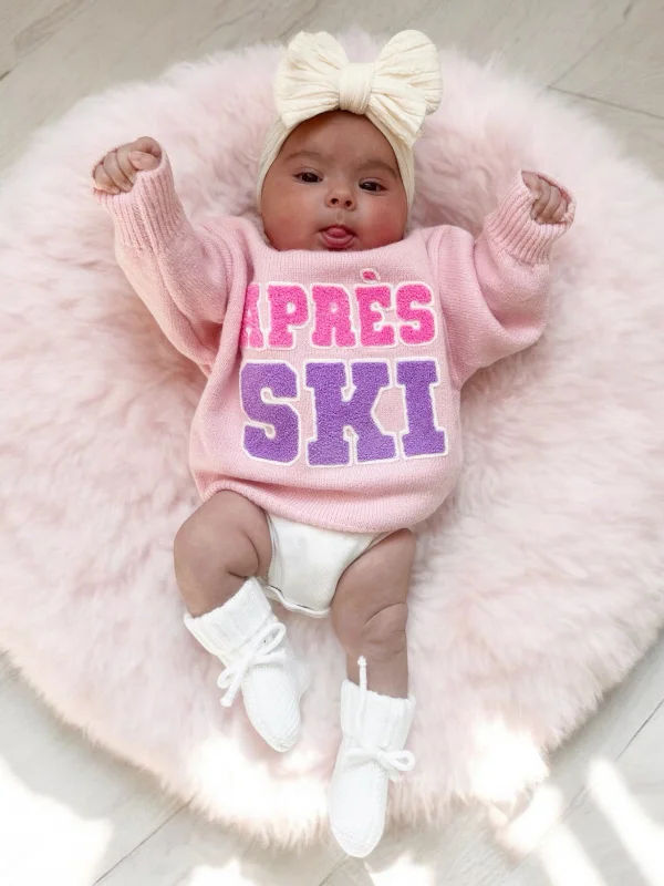 Tropical Style Knit Sweater, Après Ski Pink