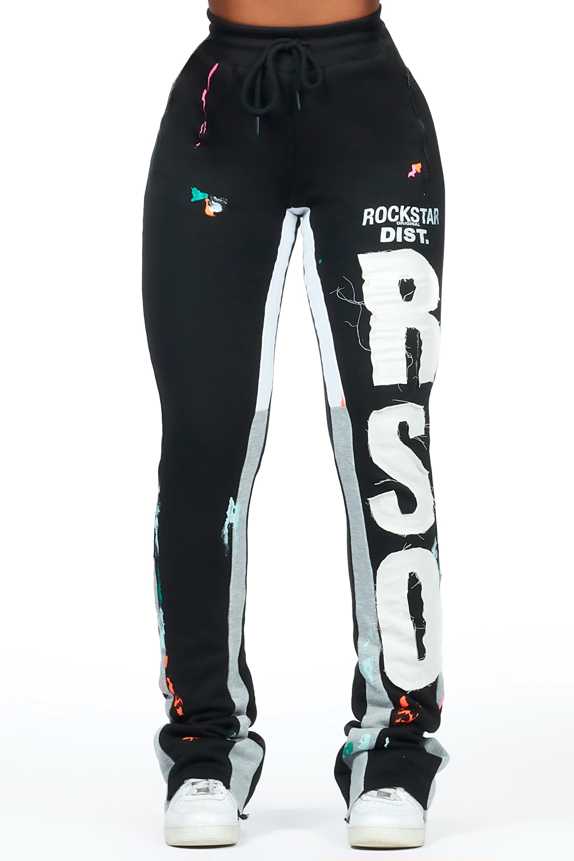 Printed pattern Toriauna Black Stacked Track Pant
