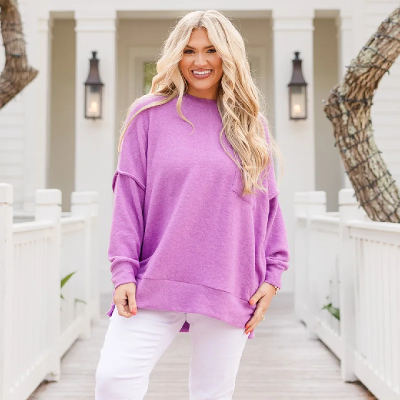 Sports Zipper Style Just Take A Break Sweater, Bright Violet