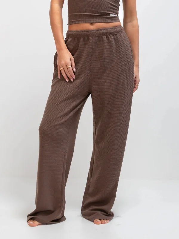 European And American Style Soft Waffle Trousers - Brown